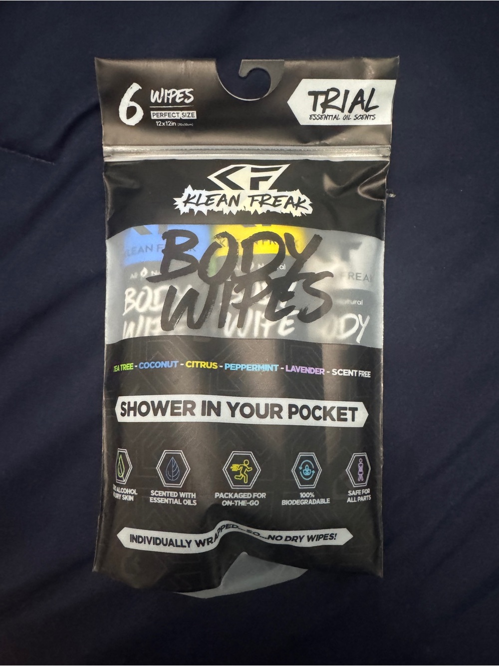 Body Wipes - Black Trial Pack (6 Wipes)